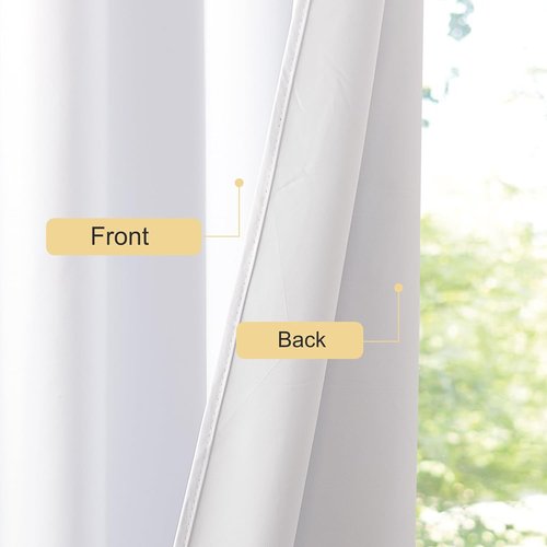 NICETOWN 100% Blackout Window Curtain Panels - Thermal Insulated Drapes, Snow White, 50" Length, Set of 2
