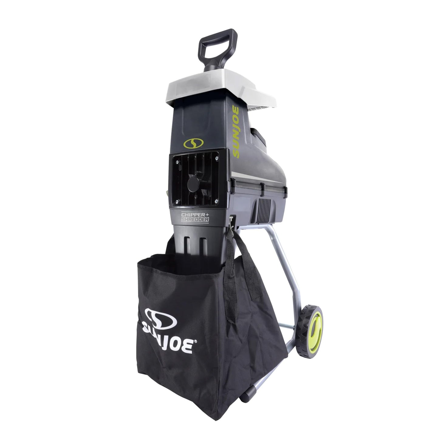 Sun Joe Wood Chipper Shredder and Waste Shredding Machine w/Collection Bag, 1.7-Inch Cutting Diameter, 15-Amp Motor - Portable Electric Equipment, Lawn Care CJ603E