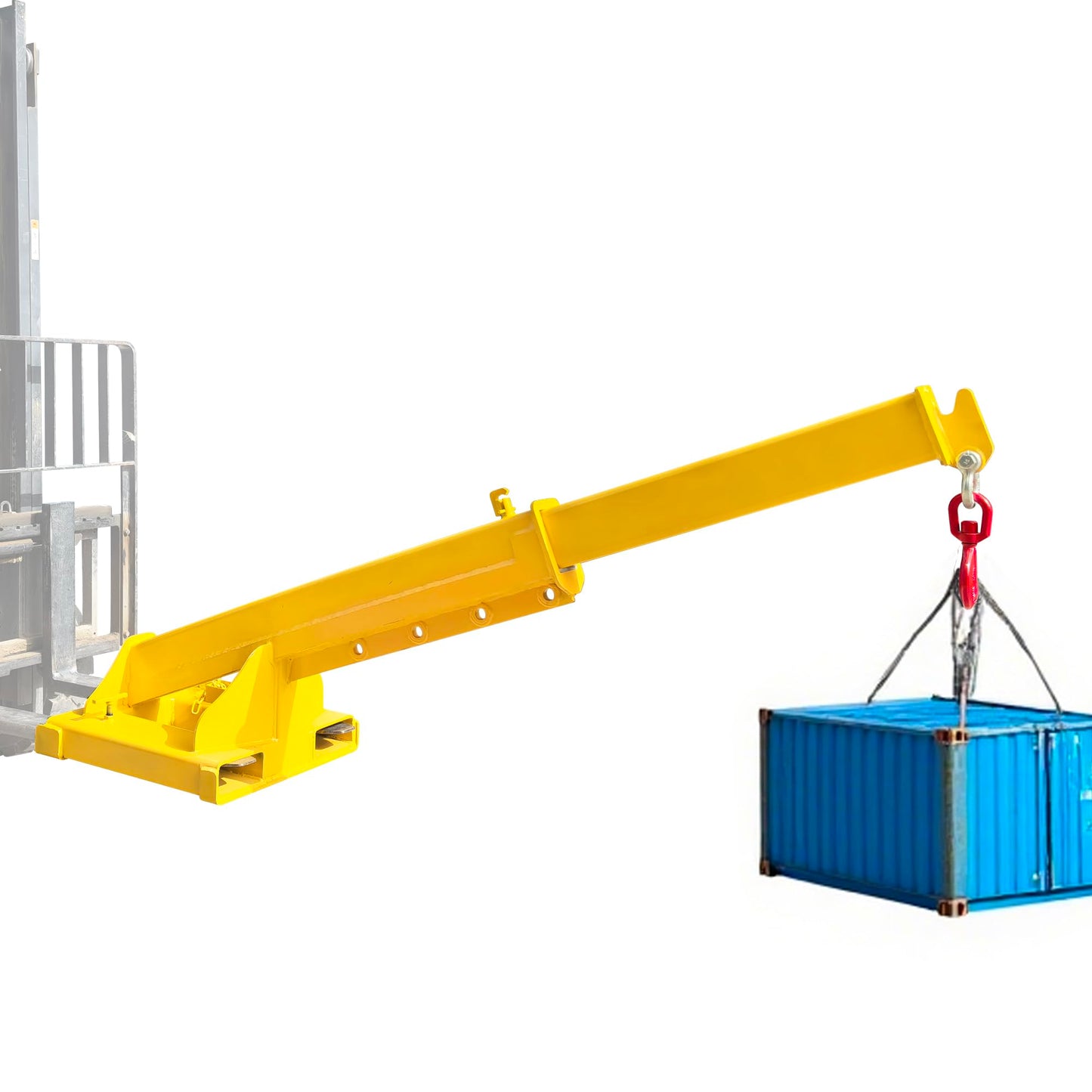 INTSUPERMAI Adjustable Forklift Jib Boom Crane, 8800 Lbs/4T Capacity Heavy Duty Forklift Mobile Crane, Max 94.5" Telescopic Arm, with Truss Hoist Jib Boom and Hook, for Towing Handling Equipment