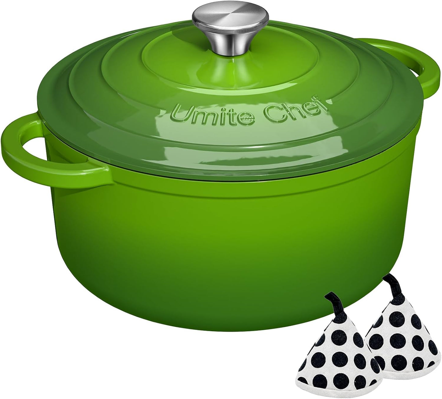 Umite Chef 5QT Enameled Cast Iron Dutch Oven - Heavy-Duty Cookware for Baking, Braising & Stews | Green