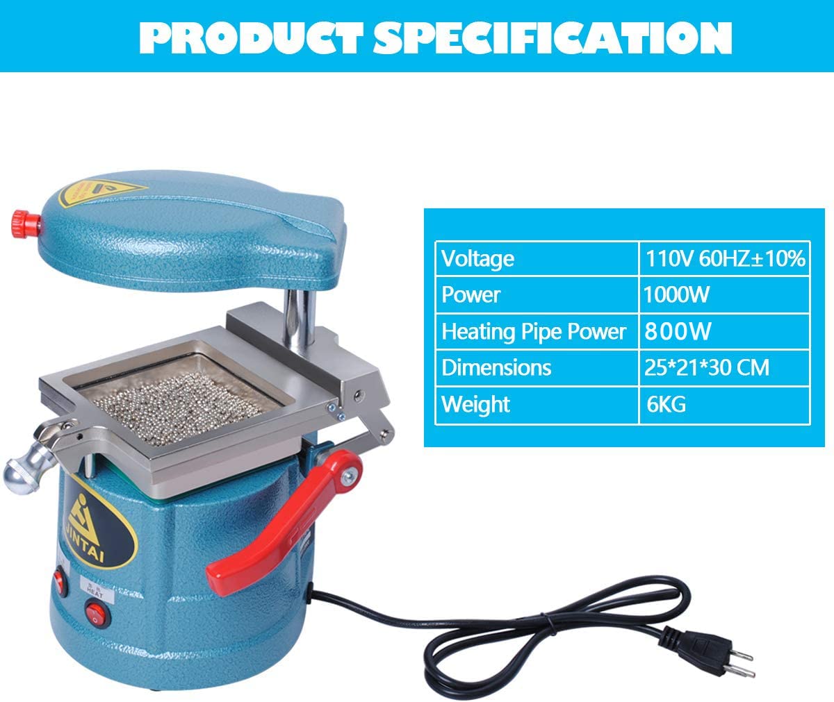 Gekufa Dental Vacuum Forming Machine 110V Molding Machine Lab with 15 Thermoforming Plastic Sheets 1.5MM