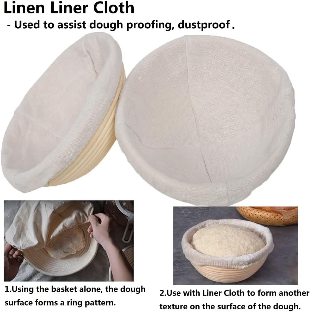 Skiennix Round Banneton Basket - 7 Inch Bread Proofing Bowl with Removable Liner | Perfect for Sourdough Baking (2 Pack)