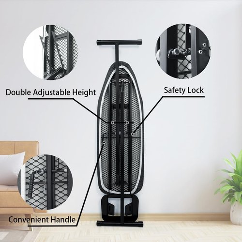 Duwee Ironing Board - 12"x36" Compact Design with Heat Resistant Cover & Thick Felt Pad - Black