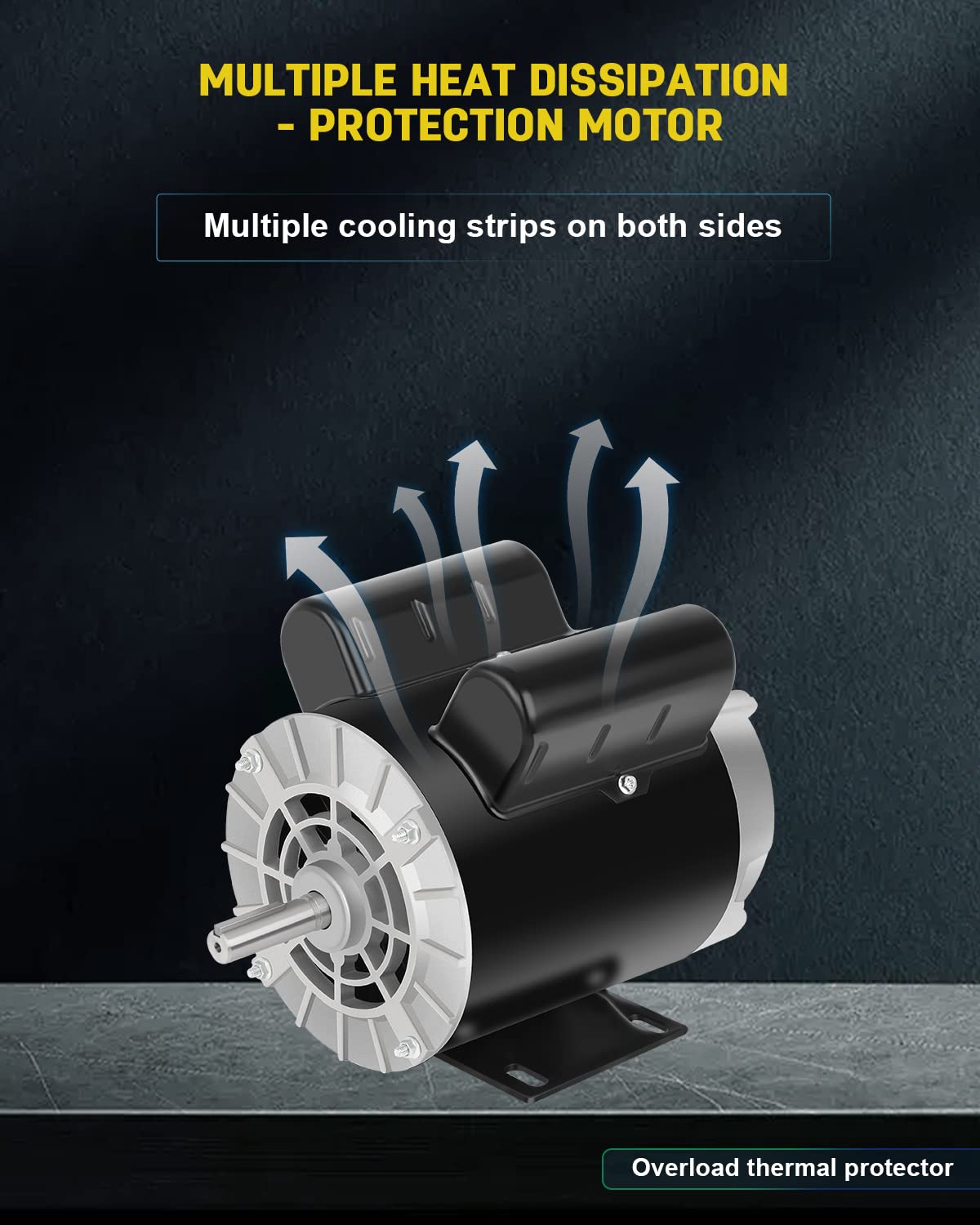 1.5 HP Air Compressor Motor, 3450 RPM Single Phase Motor, Electric Motor, 56 Frame 5/8" Keyed Shaft 115/230V, Duty-Continuous CCW Rotation, 1.88" Shaft Length for Air Compressors