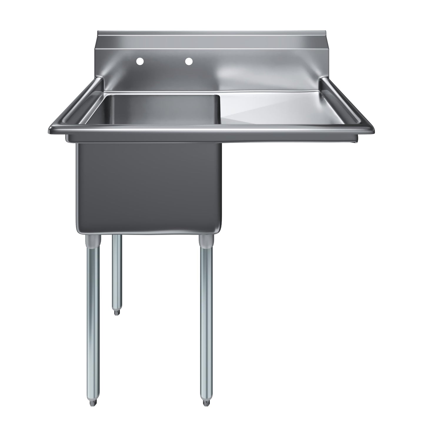39 in. x 23.5 in. Stainless Steel One Compartment Sink with 18 in. x 18 in. Bowl and 18 in. Right Drainboard. NSF