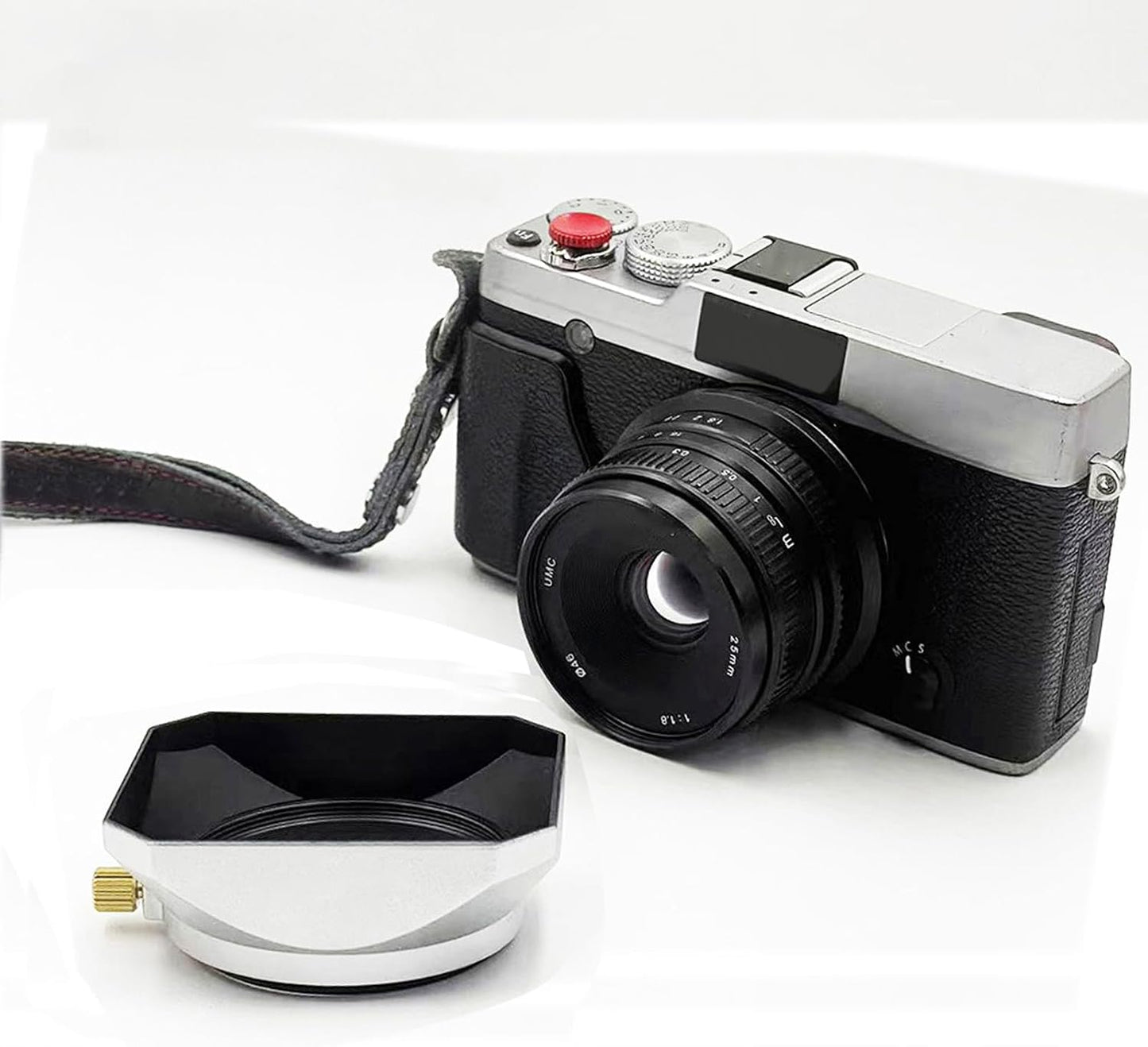 40.5mm Lens Hood for Mirrorless Camera Silver Retro Square Lens Shade Compatible with DSLR and Mirrorless Lenses
