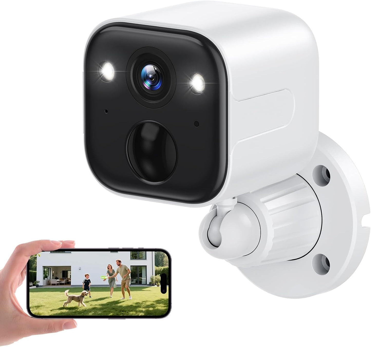 SUJTKZL 2K IP65 2-Way Security Cameras Wireless Outdoor, Battery Powered WiFi Camera for Home Security, Color Night