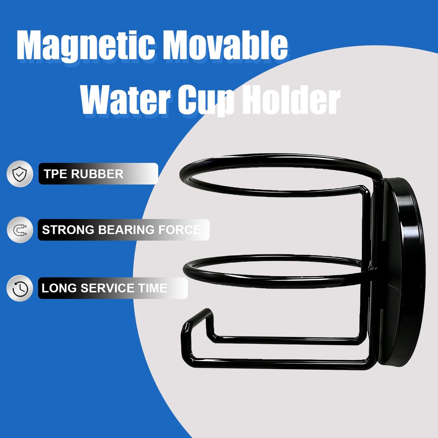 CREAWEA Magnetic Cup Holder, Heavy Duty Metal Drink Holder, 3.46 inch / 8.8cm Strong Magnetic Base for Tractor Mower Truck Car Fridge, Magnet Cup Drink Holder(Side Magnetic)