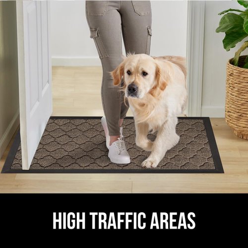 GORILLA GRIP Waterproof All-Season WeatherMAX Doormat - 34x58 Natural Rubber, Stain & Fade Resistant, Easy Clean Latte Quatrefoil