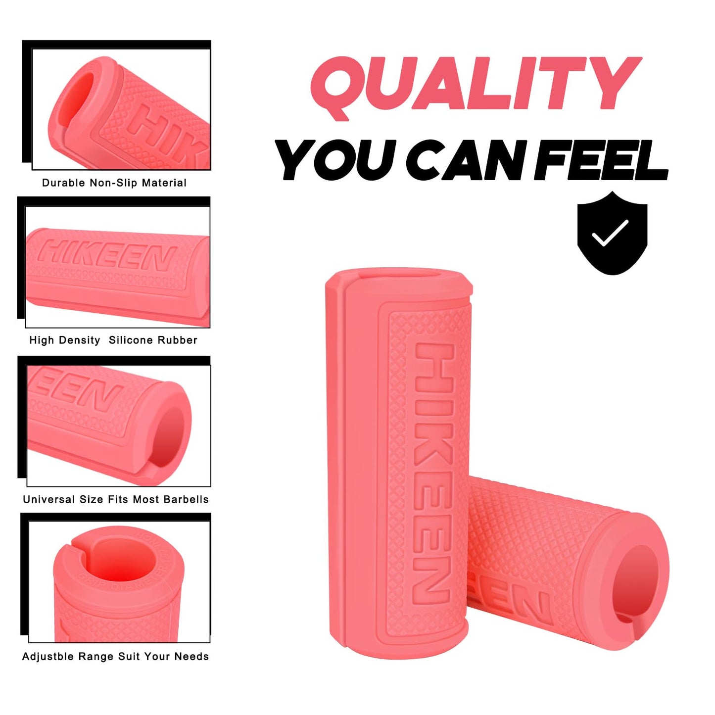 Hikeen Thick Bar Dumbbell Grips, Non Slip Hard Rubber Barbell Grips for Weight Lifting, Muscle Building - 1.77" Outer Diameter