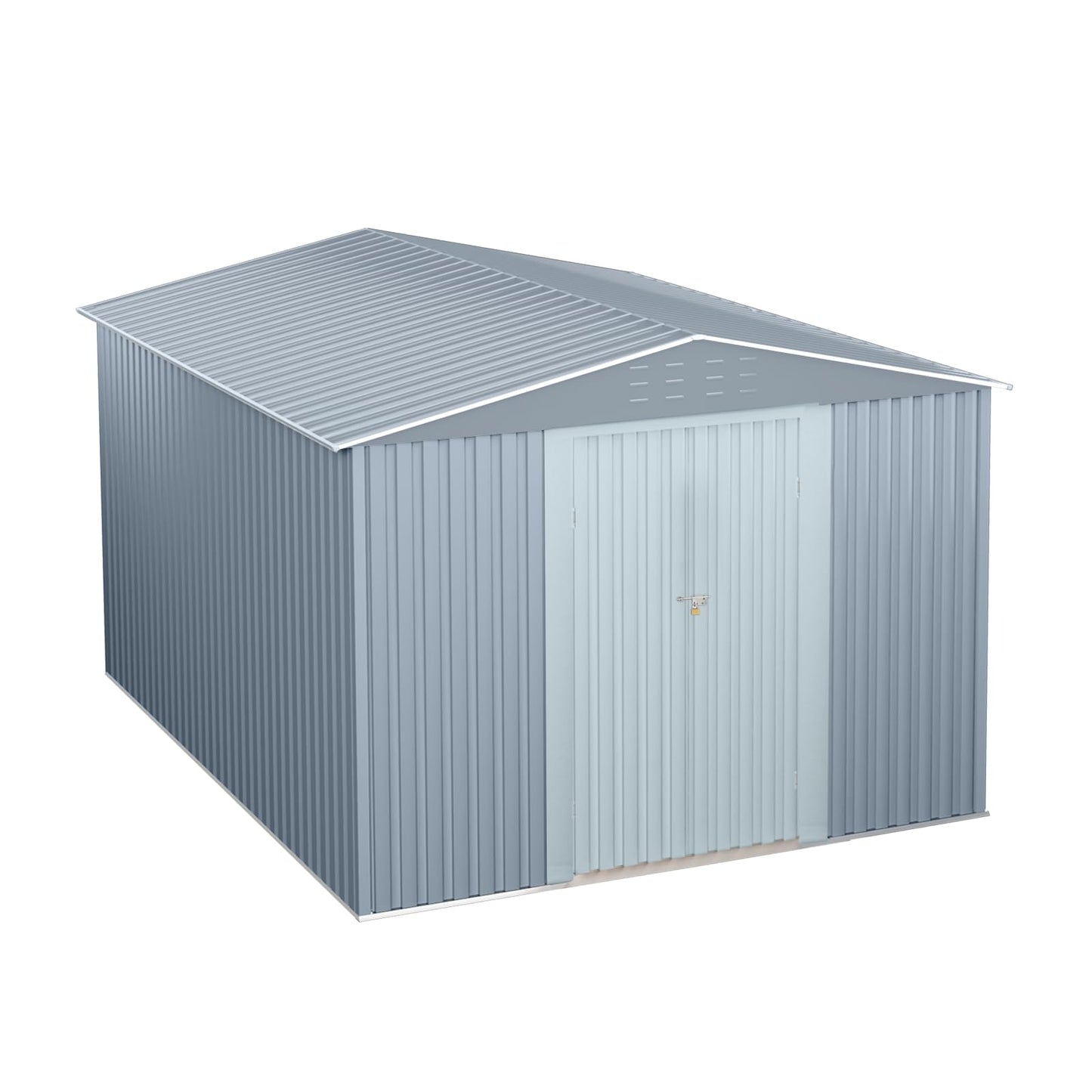 8x12 ft Outdoor Storage Shed, Galvanized Steel Metal Lockable Garden Shed with Sloping Roof, Ventilation & Weatherproof,Ideal for Tools & Equipment Backyard Garden Patio Lawn
