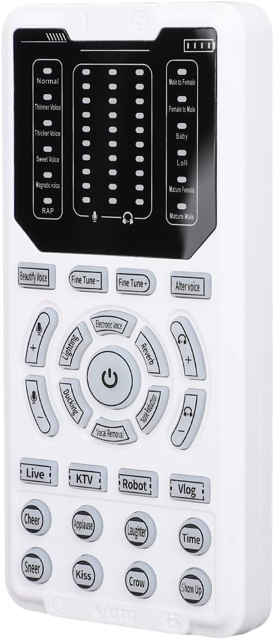 ZJchao 15 Portable Voice Changer Device Sound Effects Machine with Voice Modes Noise Reduction Sound Card for Streaming