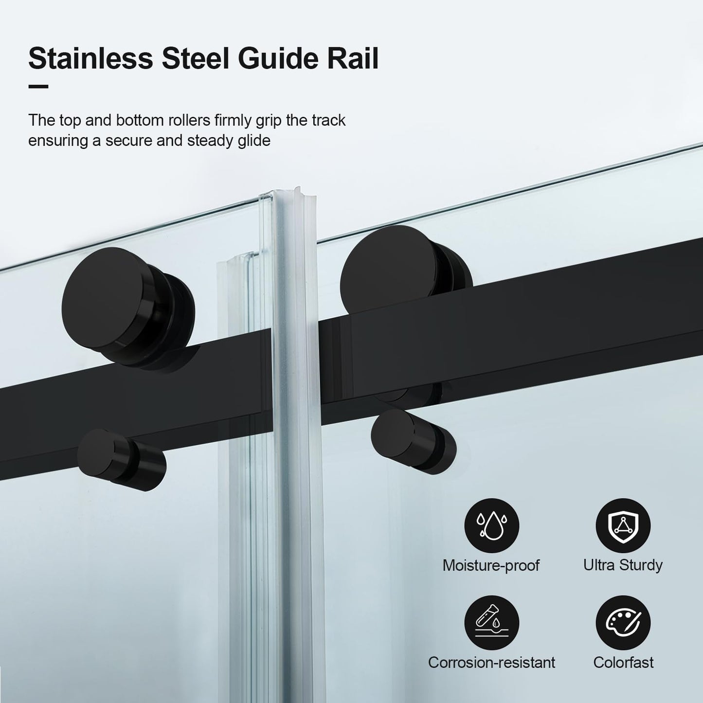 Mersviton Double Sliding Shower Door, 60" W x 74" H Framed Glass Shower Door with 5/16"(8mm) Clear Tempered Explosion-Proof Film Glass, 18 inch Stainless Steel Handle, Matte Black