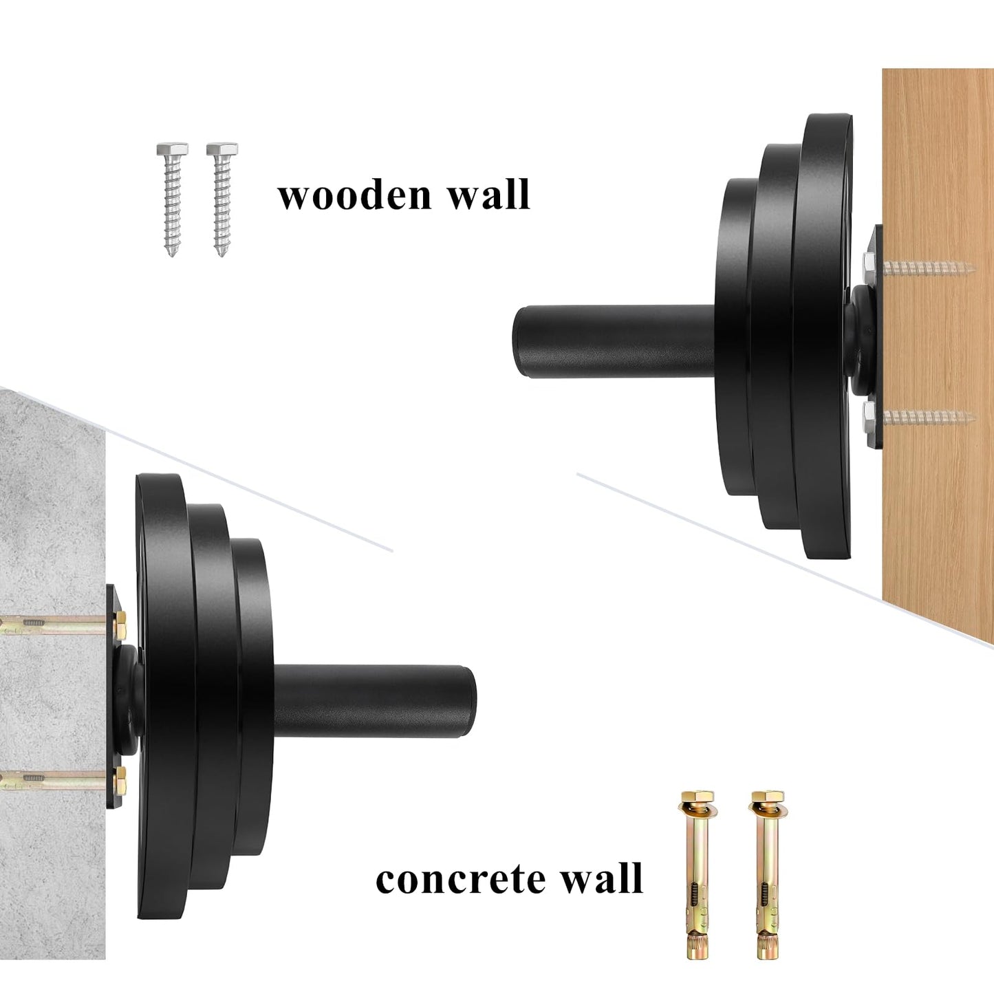 Tebery 4 Pack Wall Mount Weight Plate Holder, 220 LB Capacity Weight Plates Rack for Home Gym, Heavy Duty Barbell Plates Storage Hanger, Space Saving Plate Organizer for Garage