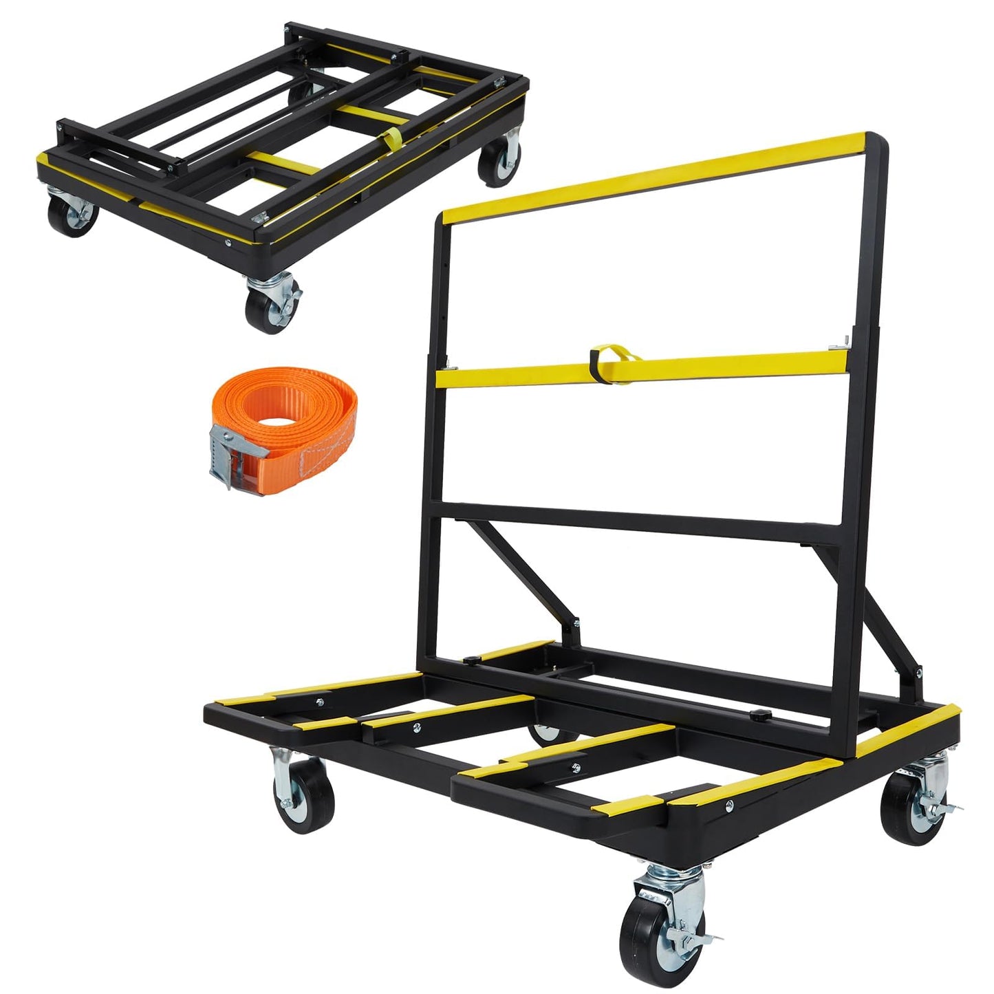 MilleLoom Folding Drywall Cart Heavy Duty,Drywall Dolly Load 2200 lbs Capacity,Panel Casters with Extended Large Deck,Panel Dolly Handling Plywood Sheetrock Glass and Windows Service Truck
