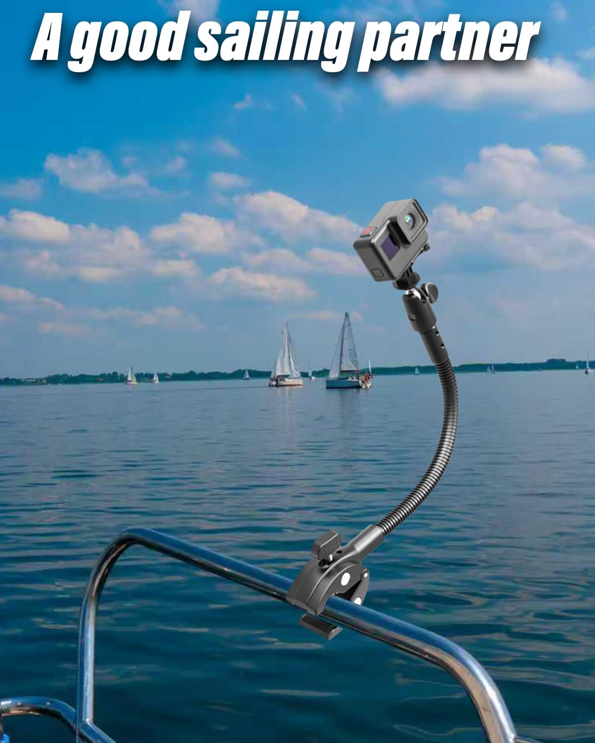 Charchendo 1/4 3/8" 5/8" 13/Logitech 360/Field Metal Gooseneck Clamp Camera Mount for Sailing with Screw, Cameras Large