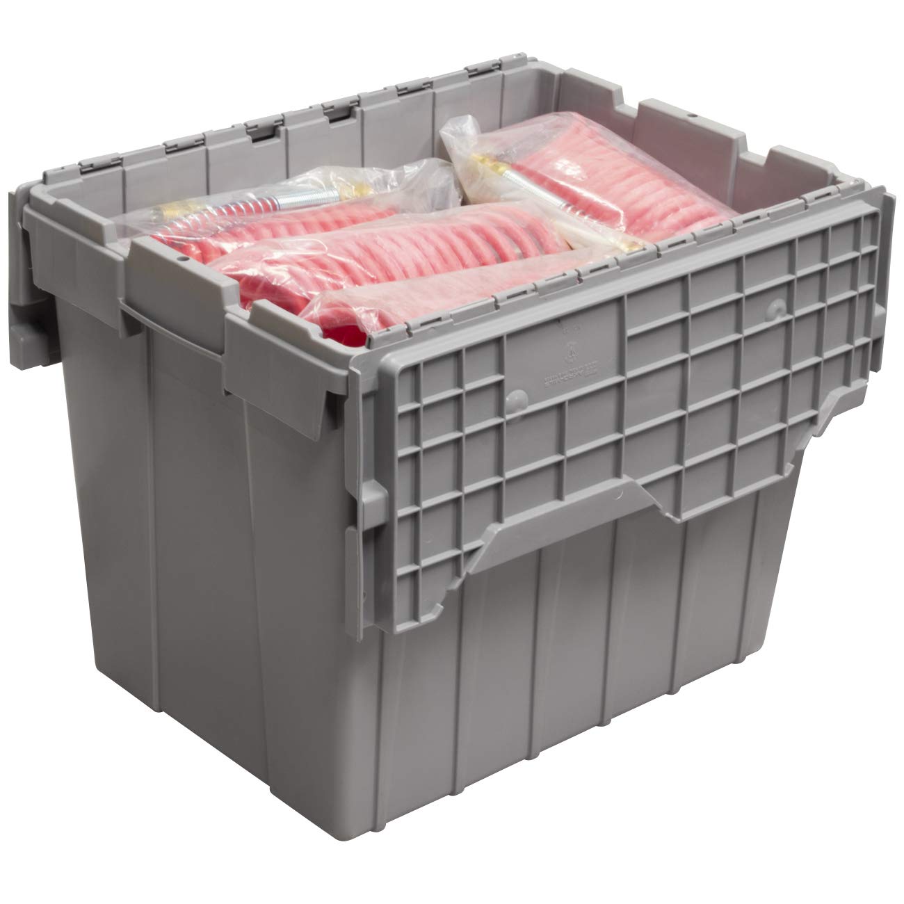 Akro-Mils 39170 Industrial Plastic Storage Tote with Hinged Attached Lid & Buckhorn AC2115120201000 Industrial Plastic 12 Gallon Storage Tote with Hinged Attached Lid
