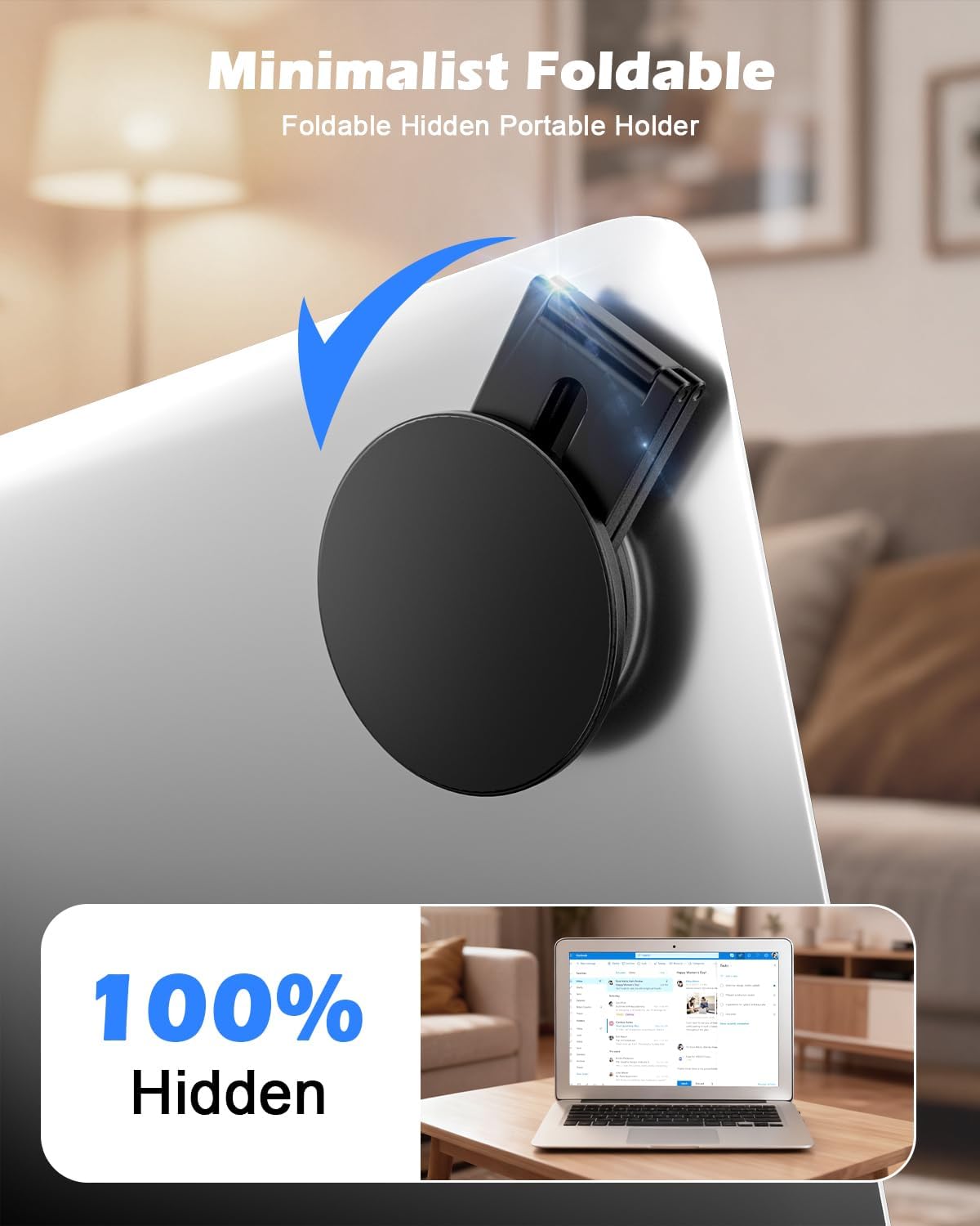 CloudValley 17/16/15/14/13 3/ Magnetic Phone Laptop Holder Mount, Foldable Hidden Portable Stand for iPhone & All