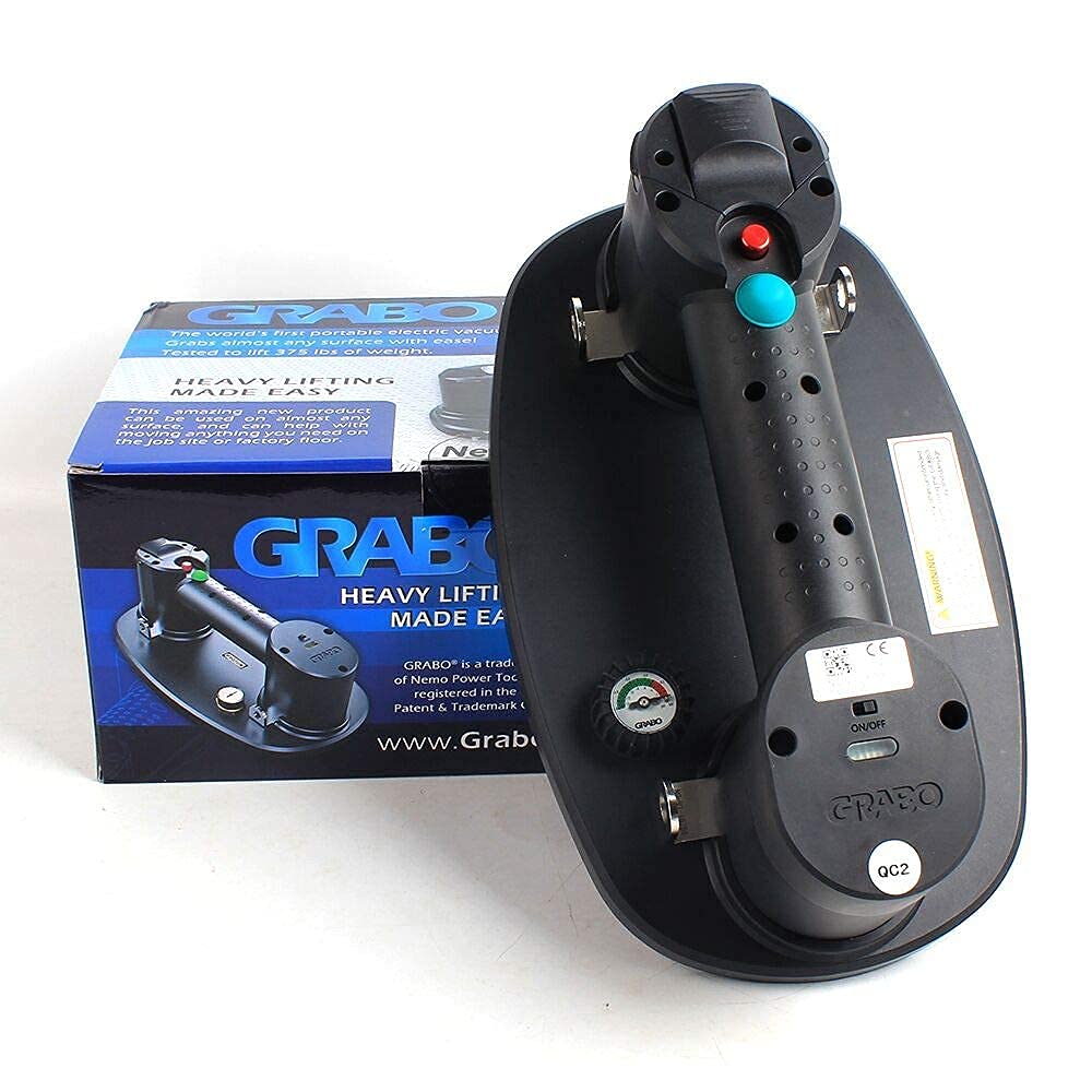 Nemo GRABO (2 Batteries, 2 Seals) - Electric Vacuum Suction Cup Lifter for Wood, Paver, Drywall, Marble, Tile and More (Lifts up to 375 lbs)