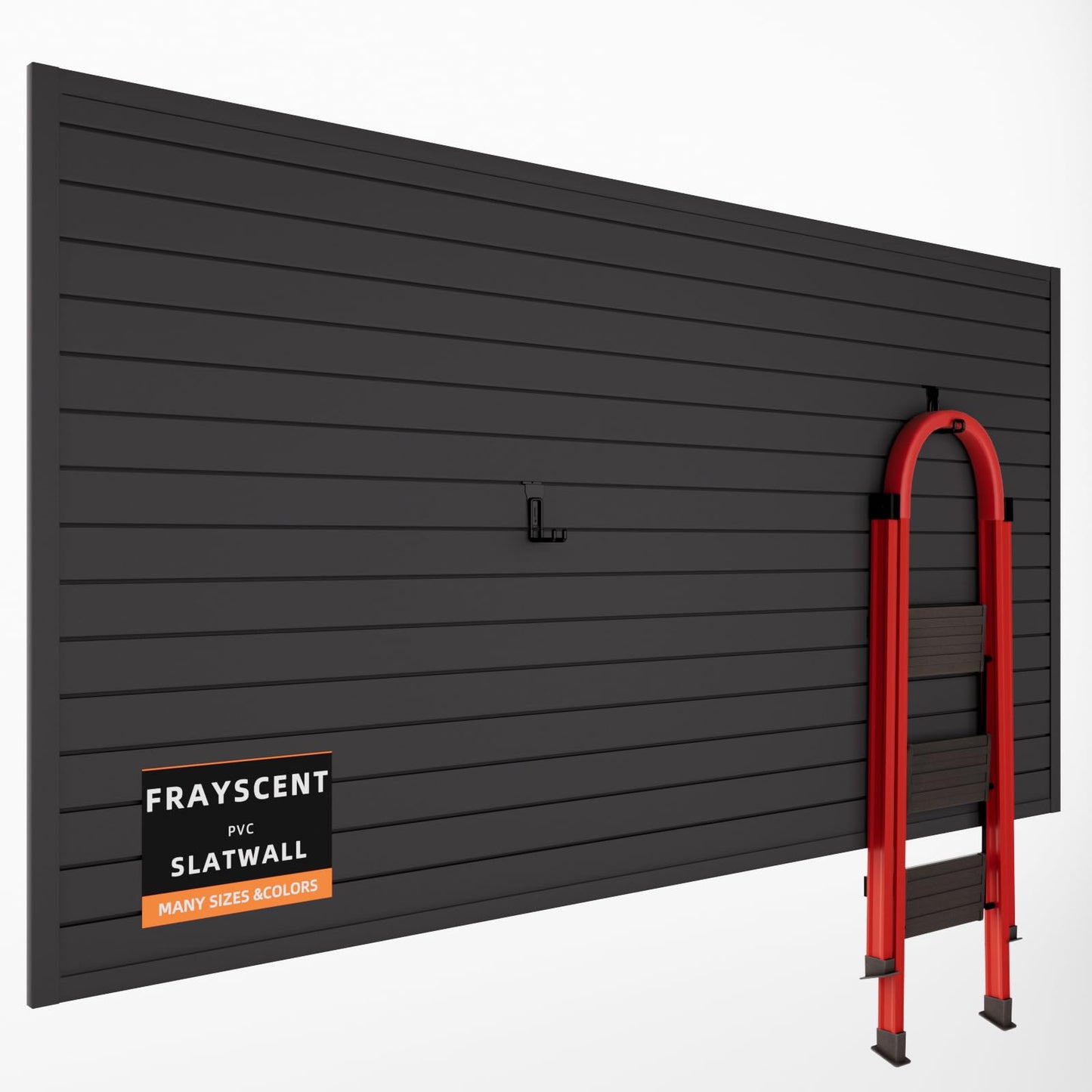 FRAYSCENT Slat Wall Paneling Garage Slat Wall Storage Systems Slatwall Panels Power Tool Organizer Wall Mount, PVC Garage Storage & Organization Products Slate Board (Black, 4ft x 8ft)