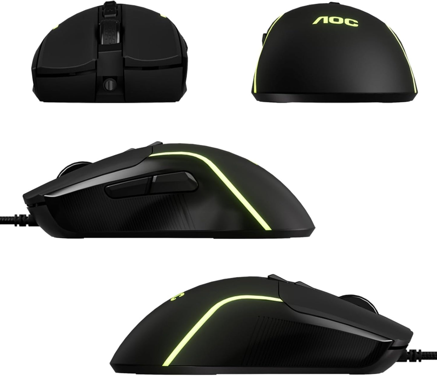 AOC 7200DPI 7 Programmable GM170 Wired Gaming Mouse, RGB Ergonomic Computer Mouse with Optical Sensor Game Corded