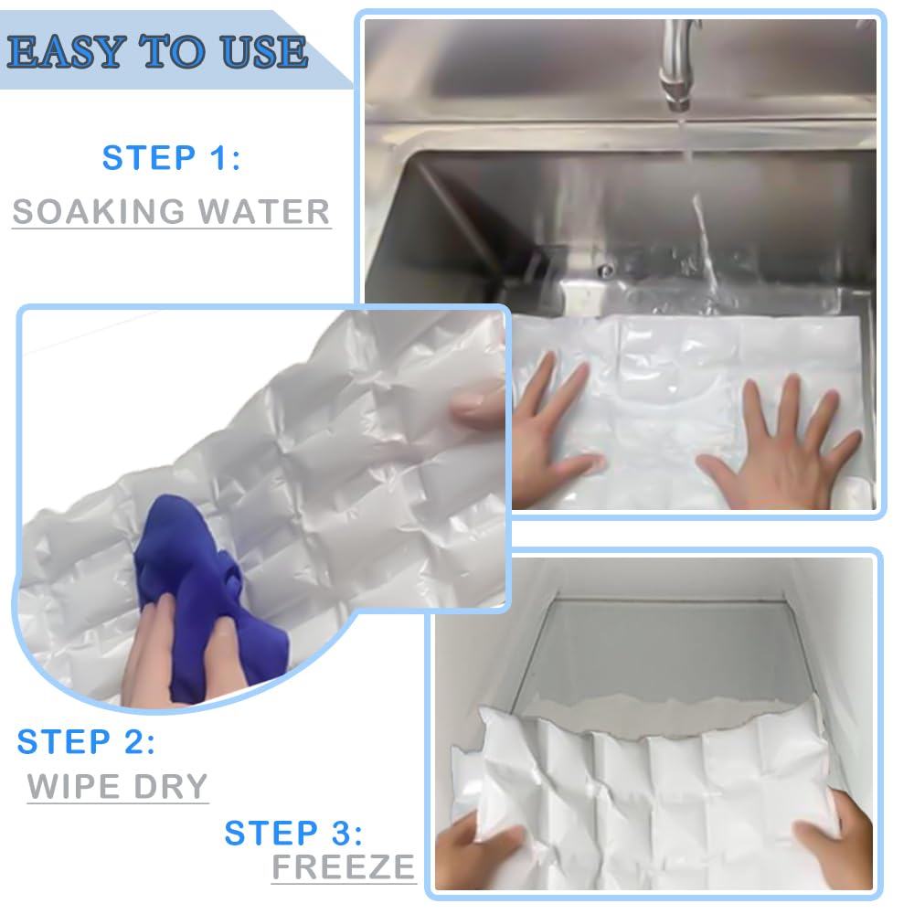 WAQIWARON Ice Sheets for Coolers Reusable - Ice Pack Sheets - 4 Large Flat Freezer Packs for Coolers - 96 Cube Ice Packs for Flexible Ice Mat - Long Lasting Ice Packs for Cooler