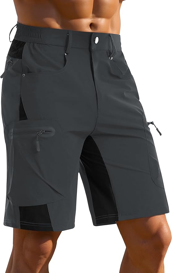 CRYSULLY Men's Hiking Cargo Shorts Outdoor Summer Lightweight Quick Dry Casual Shorts with 5 Pocket