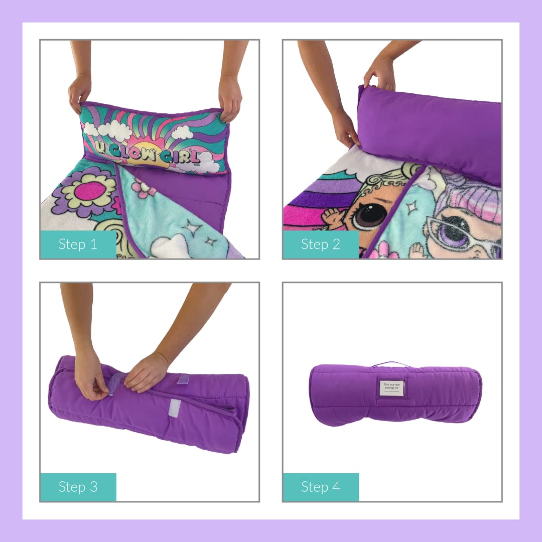LOL Surprise! 24"(W) X 45"(L) Soft Toddler Nap Mat with Pillow and Blanket Perfect for Preschool, Daycare, and Travel (100% Official Licensed Product)
