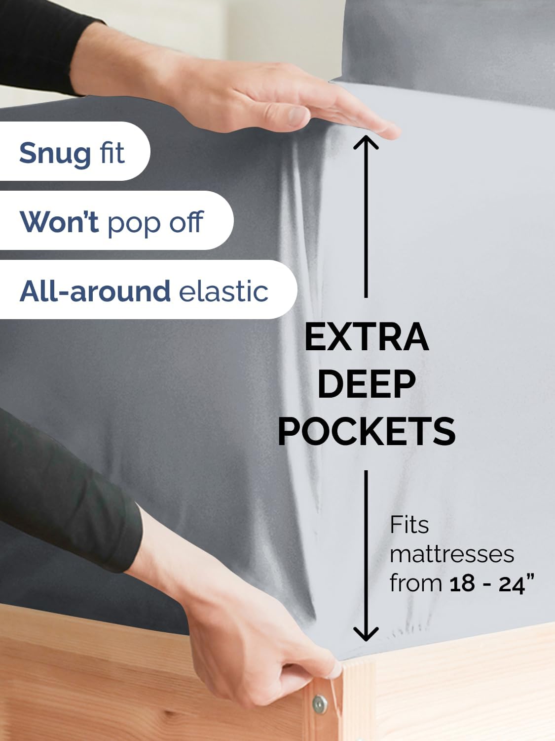 Skiennix Extra Deep Twin Sheet Set - 4 Piece Breathable Cooling Bedding - Soft Wrinkle-Free Steel Blue