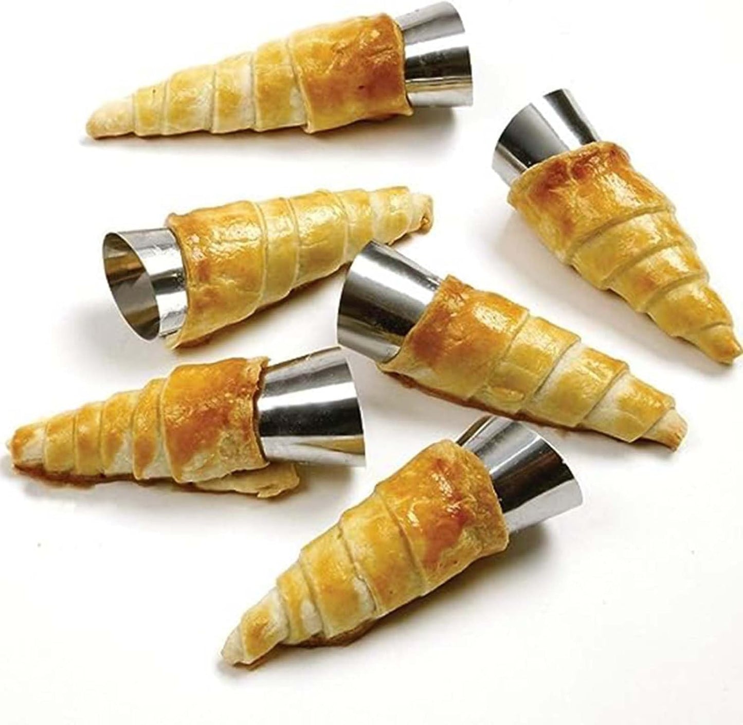 Skiennix Cream Horn Molds - 12 Pcs Stainless Steel Baking Cone Set | 3 Sizes (3.5"/4.9"/5.4")