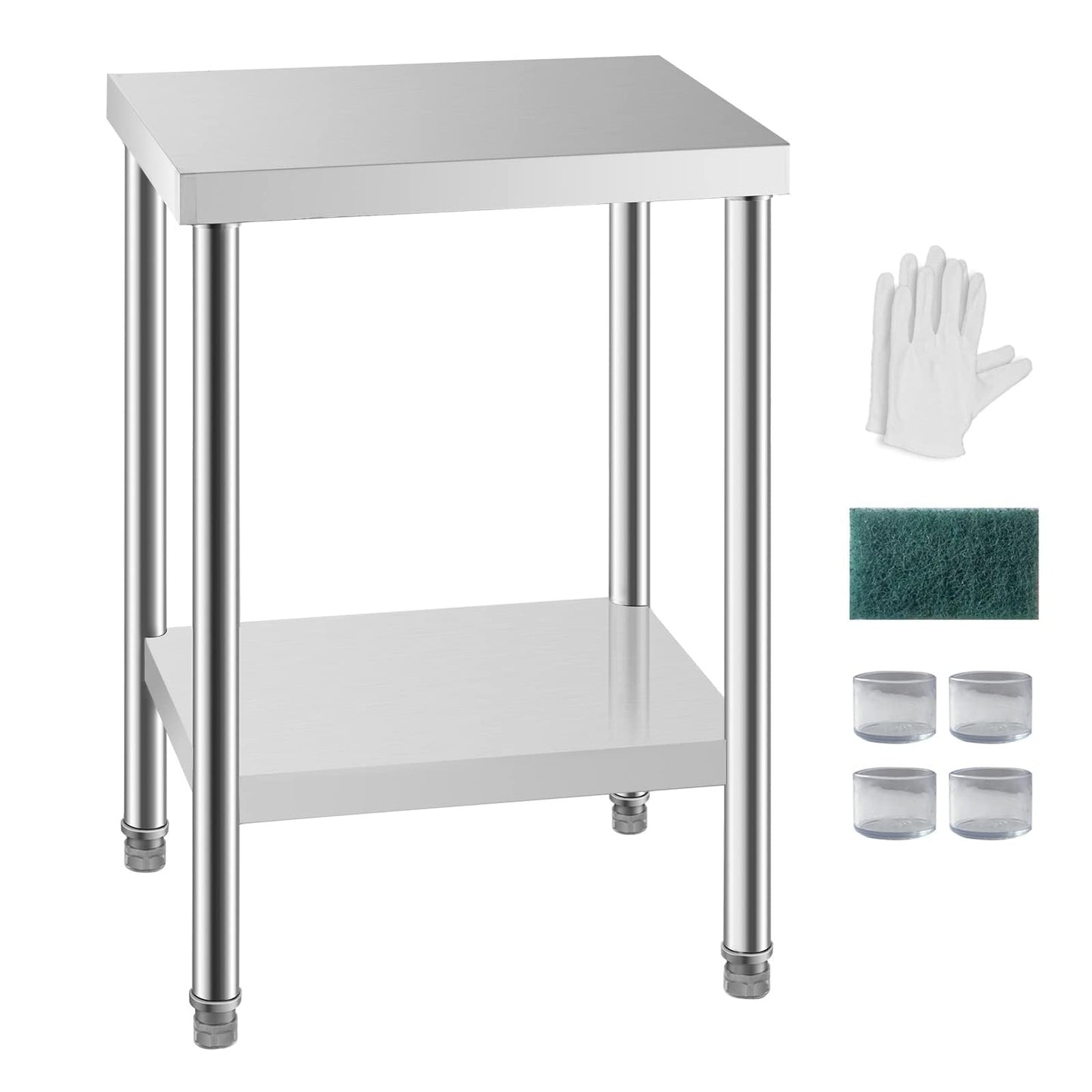 HXCFYP 24x18 Stainless Steel Prep Table with Undershelf for Restaurant, NSF Certified, Home & Hotel - Heavy Duty Commercial Grade Worktable for Food Preparation & Christmas Cooking