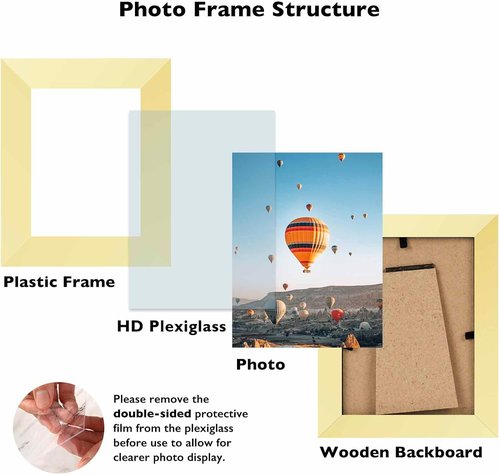 JCJMY Gold 3x4 Picture Frame - Wall Hanging or Tabletop Display with Shatter-Resistant Plexiglass