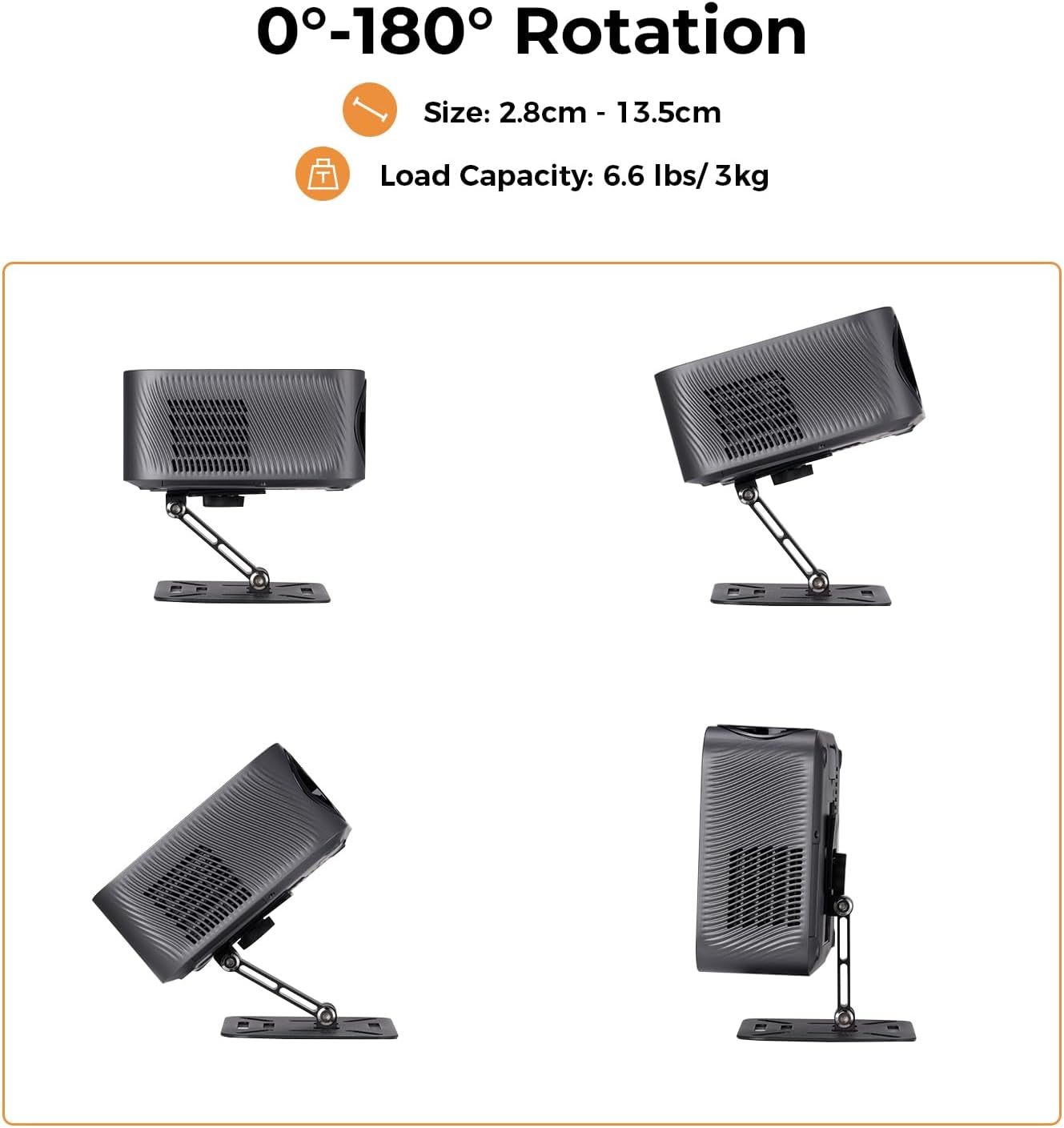 KOGATA Setup 180-Degree 295g Project Mount, Mini Projector Stand, Ultra-Compact Folding Stand Easy with Rotation,Mini
