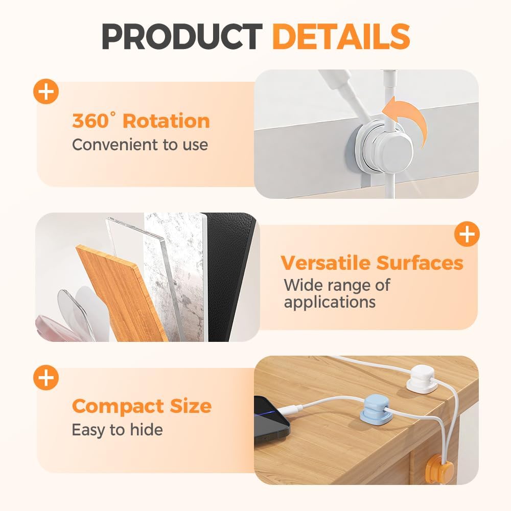SROCOPT 2026 3pcs) Cord Organizer Holder, New Desk Cable Management, Cable Clips Organize Phone Charging Cords Holder