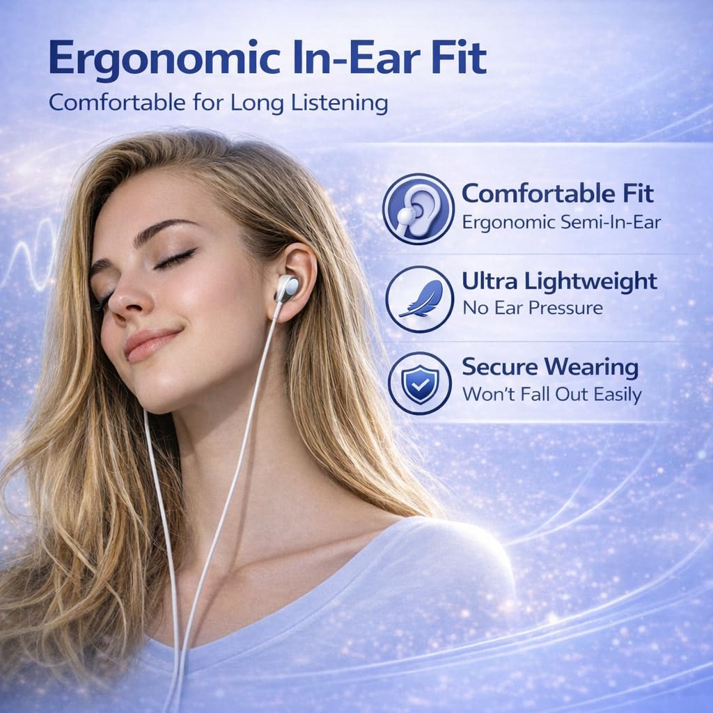 Generic 10mm 3.5mm MP3 Wired Earbuds with Microphone, HiFi Stereo in-Ear Headphones with Dynamic Driver, Noise