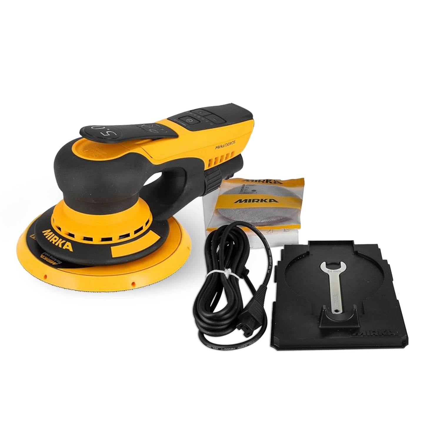 Mirka DEROS II 650 Dust-Free Sander, 6 Inch Hook & Loop - 5.0mm Orbit Random Orbital Sander – 110V Electric Power Tool for Woodworking, Drywall, Automotive Car & Wood Sanding