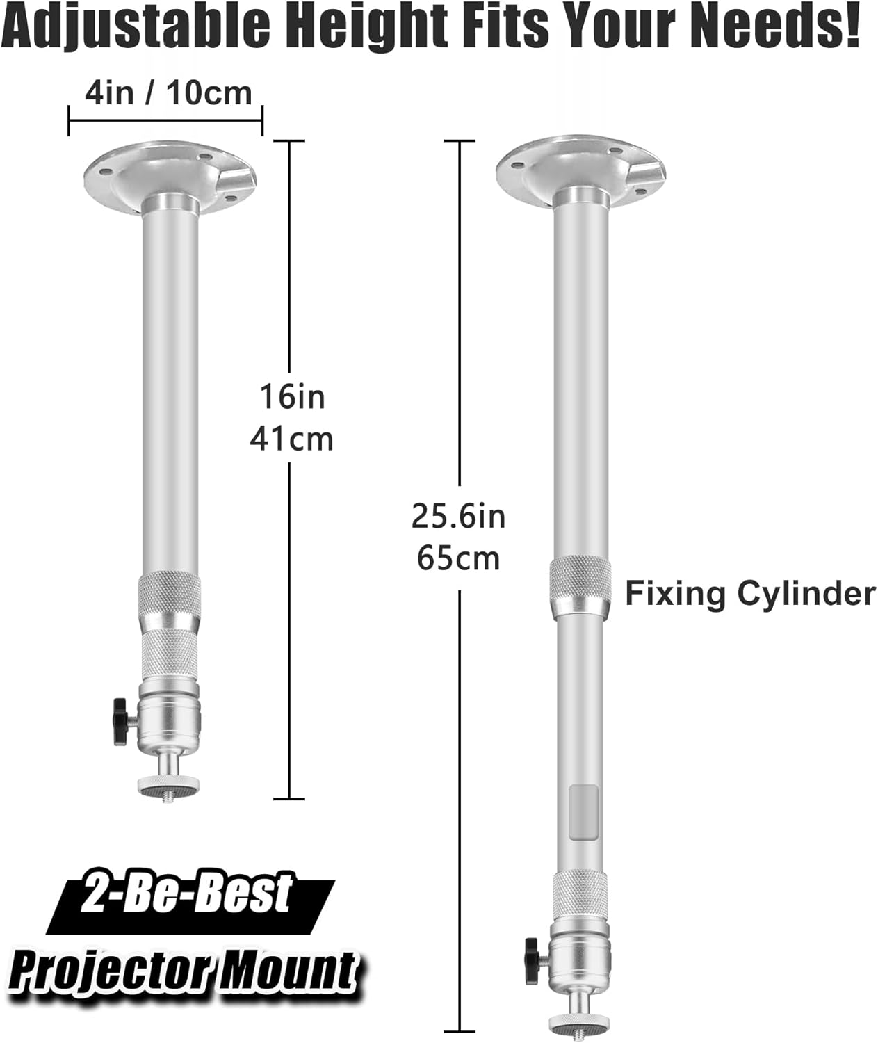 2-Be-Best 16-25.6in 41-65cm Projector Ceiling Mount Adjustable Projector Mount Length / Swivel Projectors Holder