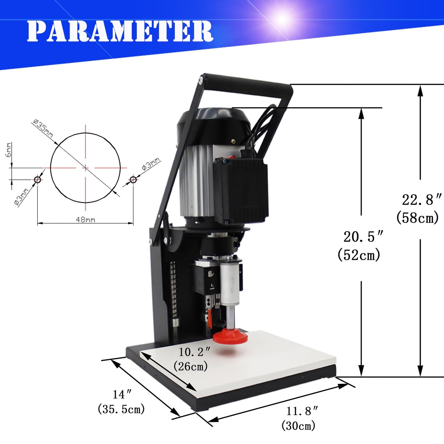 PreAsion 48-6mm Portable Hinge Drilling Machine for Woodworking – 110V 1100W Hinge Boring Tool with 0-40mm Depth, 2840 RPM for Cabinets, Doors & Wardrobes