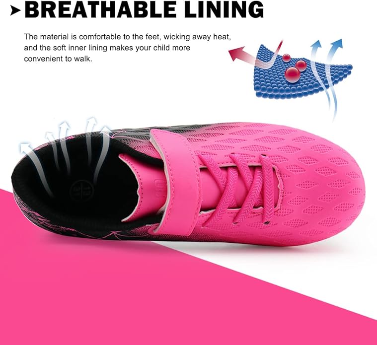 brooman Kids Firm Ground Soccer Cleats Boys Girls Athletic Outdoor Football Shoes