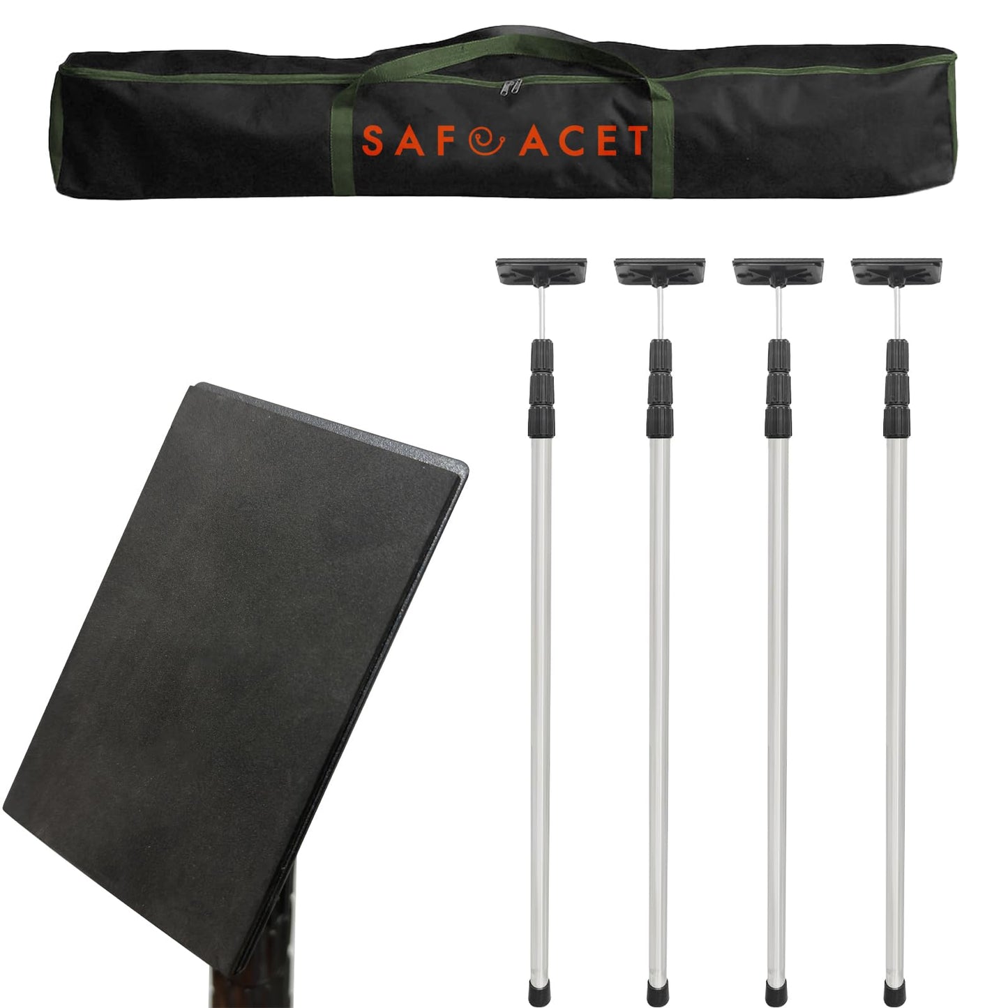 SAFEACET 4 Pack Stainless Steel Zipper Walls Poles Kit, 10FT Retractable Efficient Construction Temporary Dust Containment Barrier System