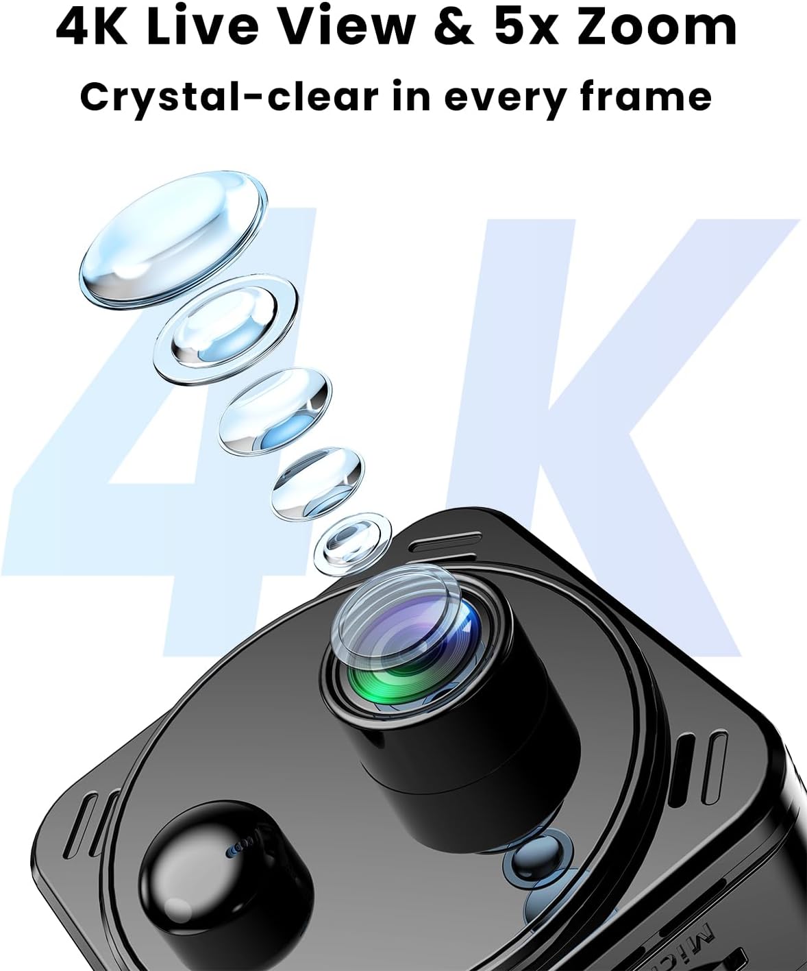 VIDCASTIVE 4K 2.4/5GHz 150 Mini Hidden Camera Dual-Band WiFi Indoor Security Camera with AI Human Detection, Night
