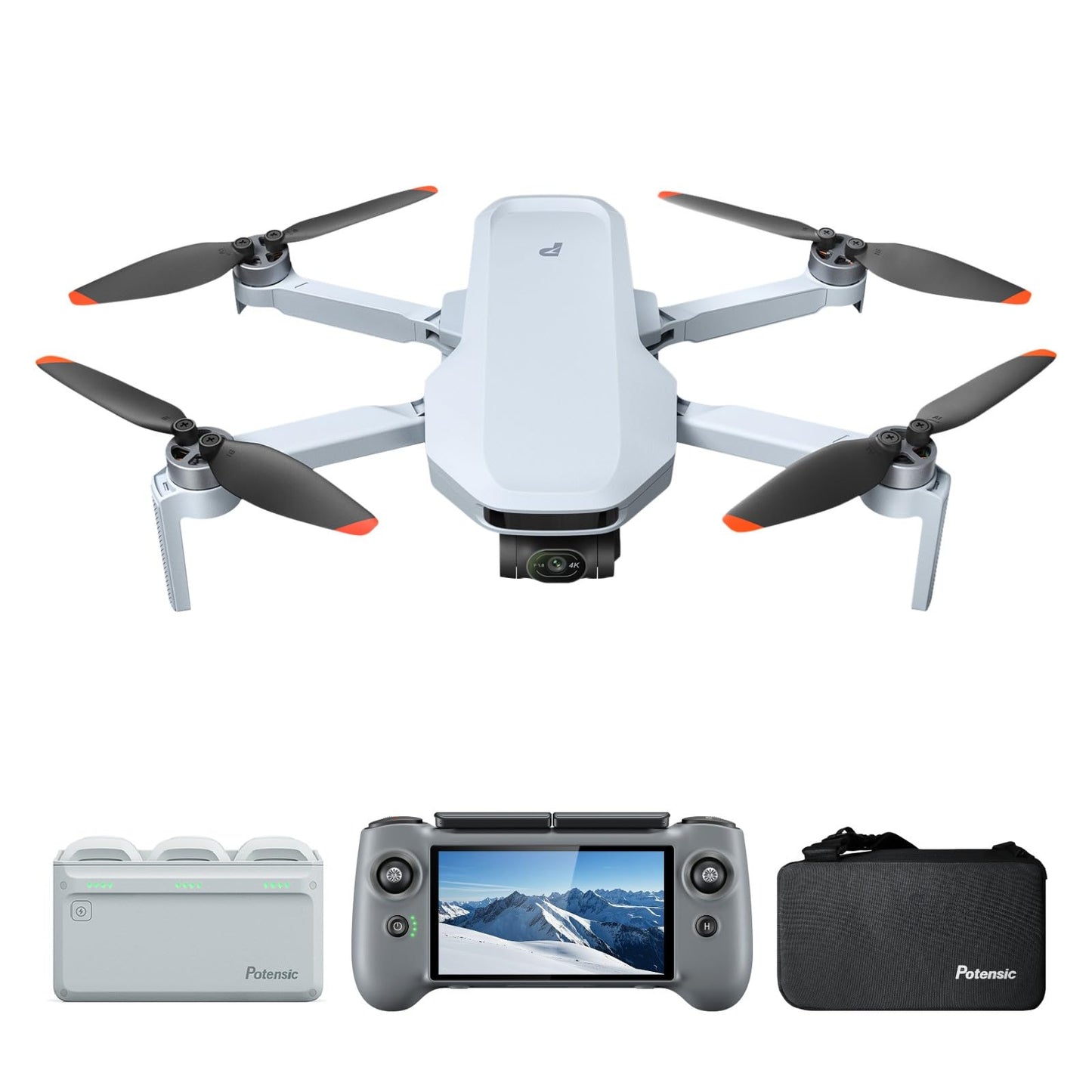 Potensic Atom 2 Fly More Combo with RC PTD 1, Drones with Camera for Adults 4K Video, 8K Photo, 10KM Transmission, 96 Mins Flight, 3-Axis Gimbal, AI Track, Vertical Shooting, AI Night Shot, Under 249g