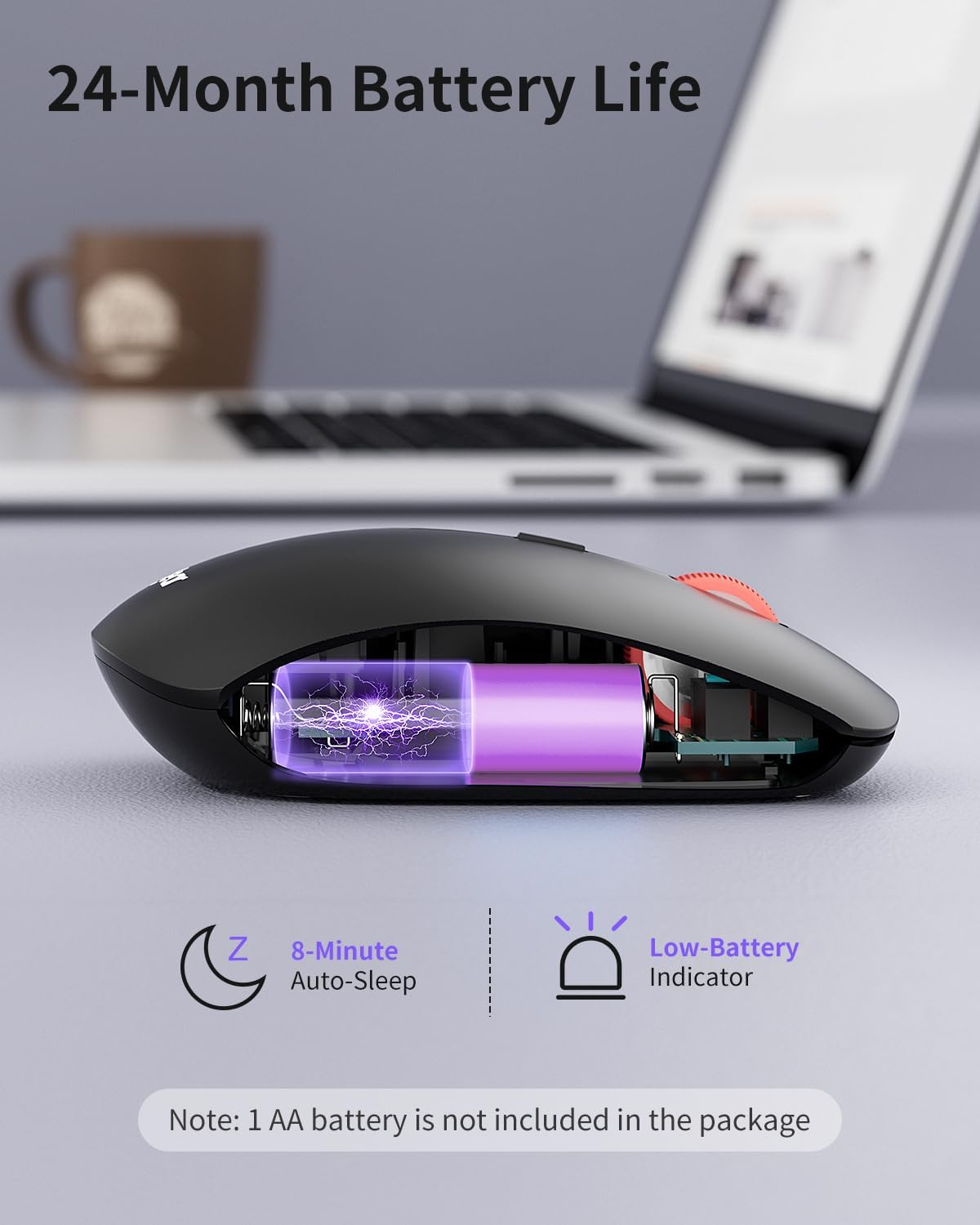 wegear 2.4G 5-Level 4000 iPad,24-Month Wireless Mouse, Slim Mini Cordless Computer Mouse, Ergonomic Grips, Adjustable