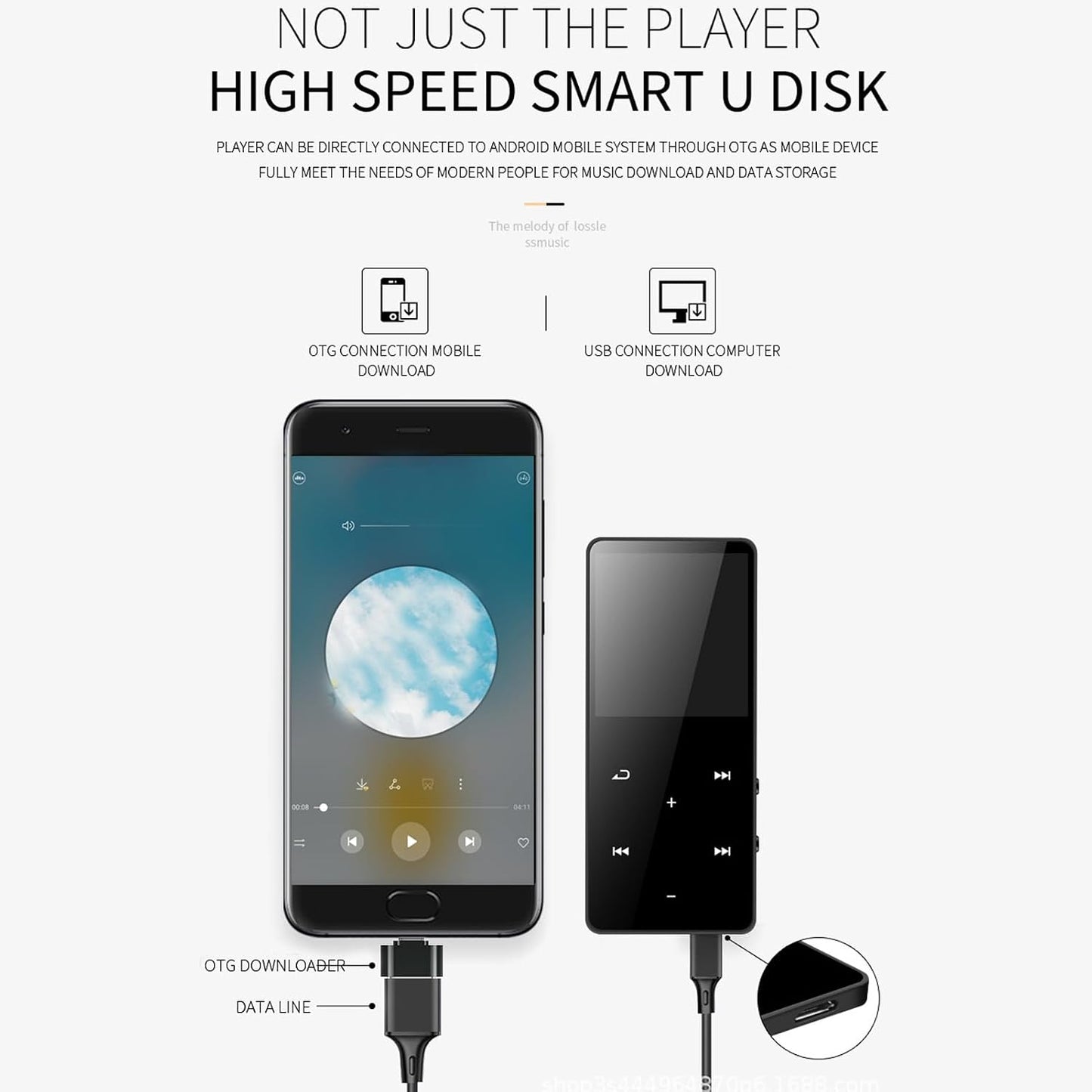 EBTOOLS MP3 MP4 5.0 Player, BT HiFi Loseless Audio Sound, Large Stroage, Portable Multipurpose Player for Music Video