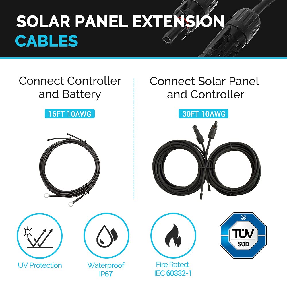 Renogy 400 Watts 12 Volts Monocrystalline Solar RV Kit Off-Grid Kit with Adventurer 30A PWM LCD Charge Controller+ Mounting Brackets+ Male and Female Connectors+Solar Cables+Cable Entry housing