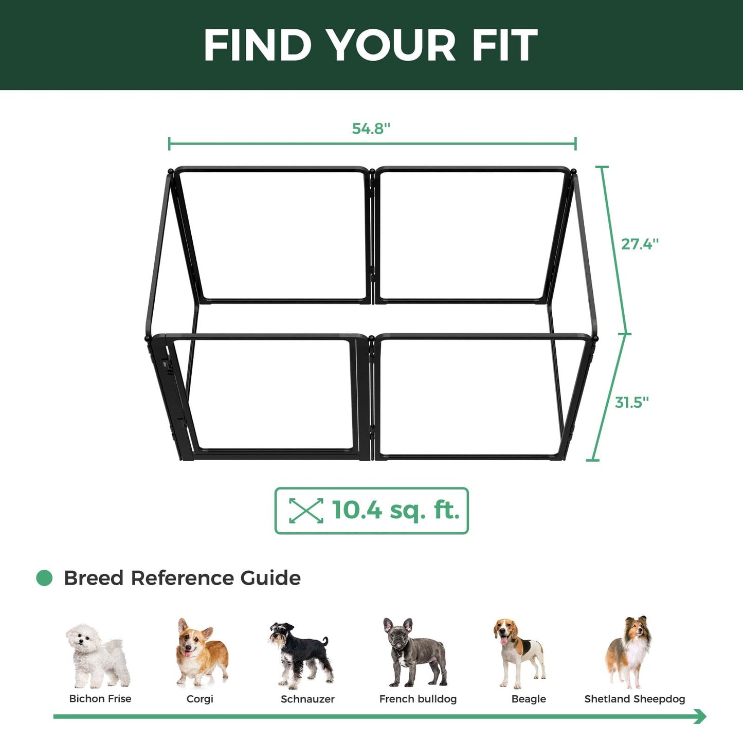 FXW AuraSpace Pro Acrylic Indoor Dog Playpen, Heavy-Duty with Metal Frame, 32" Height 6 Panels for Small and Medium Dogs, Black│Patented