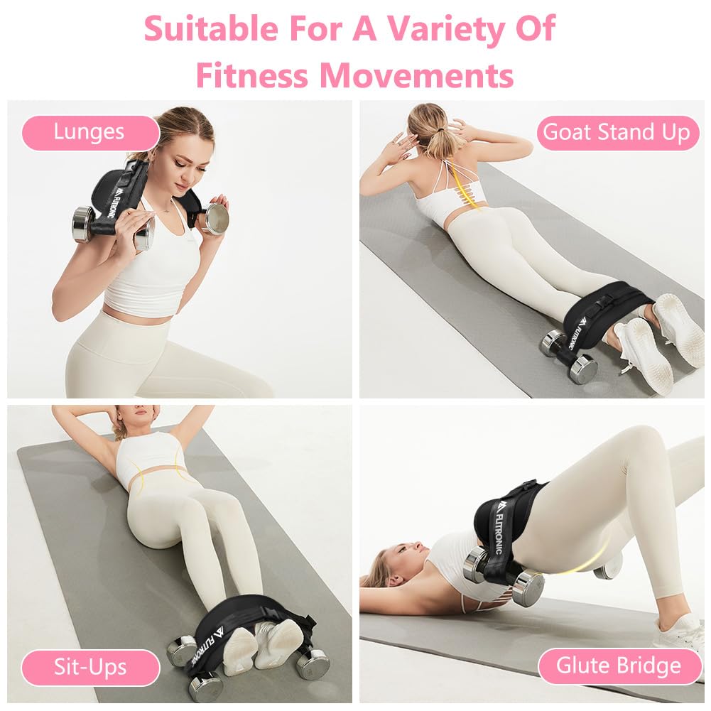 Flintronic Exercise Hip Thrust Belt, Glute Trainer, Adjustable Hip Thrust Belt with Extra Padding for Dumbbells Kettlebells Gym Fitness Bodybuilding Weightlifting, Pink