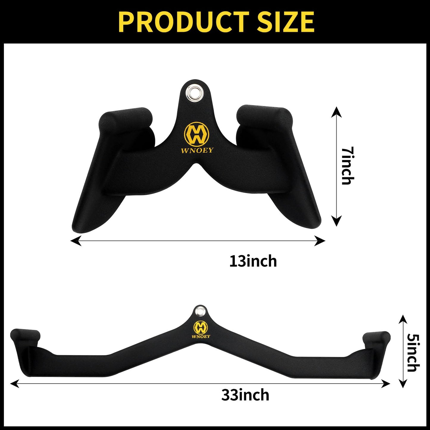 WNOEY LAT Pull Down Bar, LAT Pulldown Attachments T-bar V-bar,Pull Down Bar with Ergonomic Handle, Tricep Bar Back Strength Training Handle, Grips Cable Back Attachments for Home Gym (33Inch+13Inch)