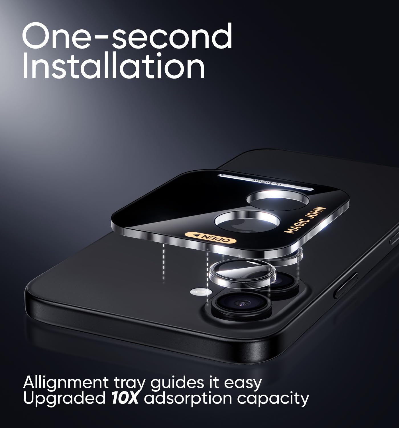 16Plus/16 Kit&1:1 9H Set 2, MAGIC JOHN for iPhone Camera Lens Protector [Alignment Invisible Perfect Fit] Aerospace