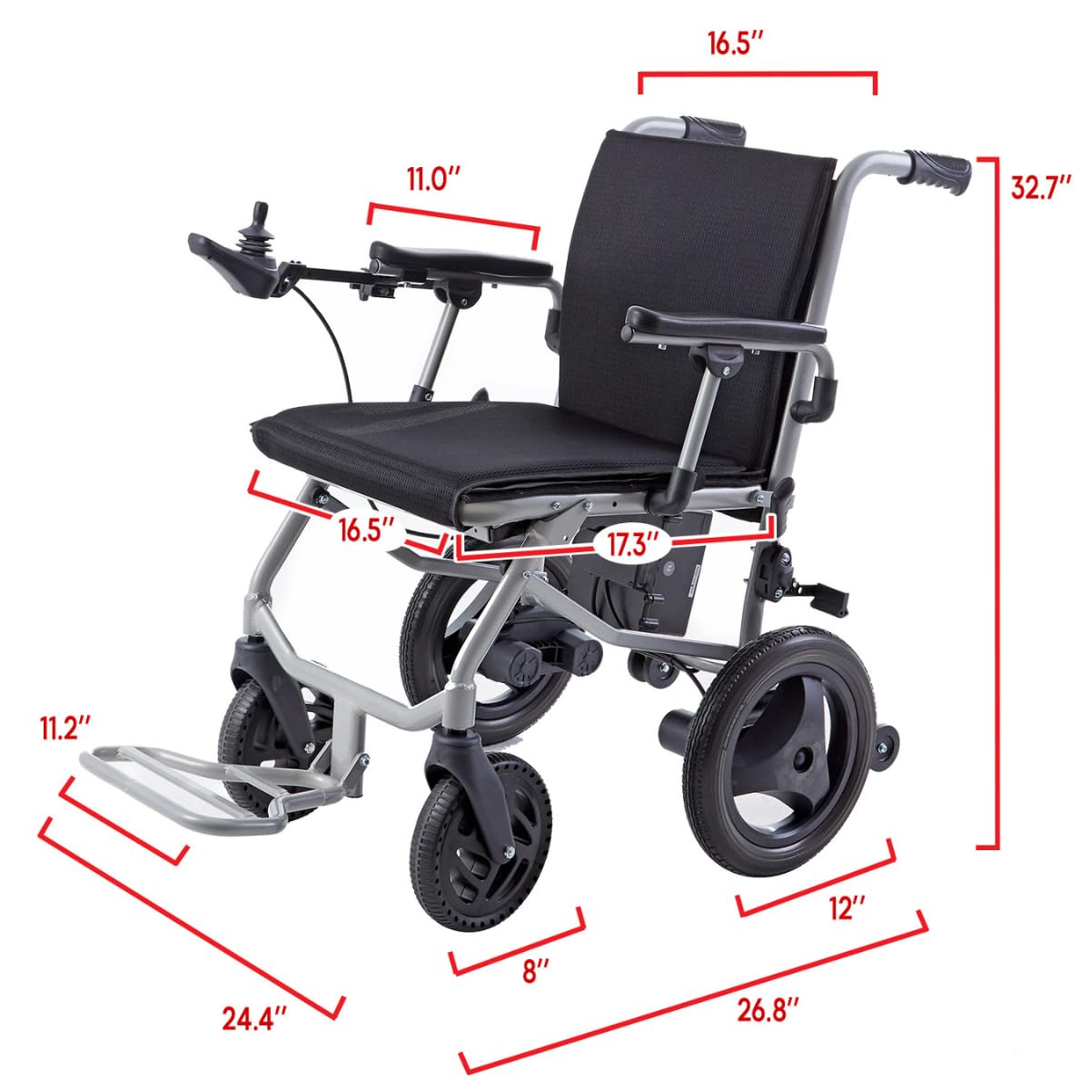 Rubicon DX04 World’s Lightest 30 lbs Foldable Electric Wheelchair – Portable Travel Power Chair – Airline Approved – Compact Lightweight Mobility Chair for Adults – 10 Mile Range (Model4)